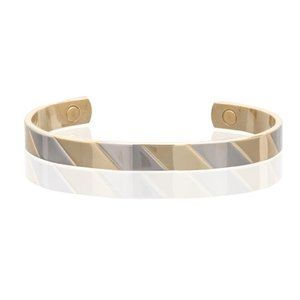 Trendy Two Tone Magnetic Bracelet Arthritis Pain Therapy Cuff Bangle